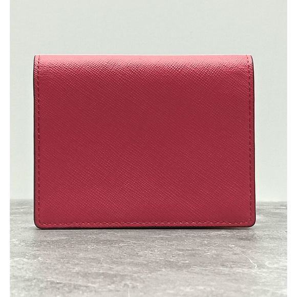 MCM Hot Pink Orange Leather Dual Color Snap Bifold Compact Wallet - Picture 2 of 12